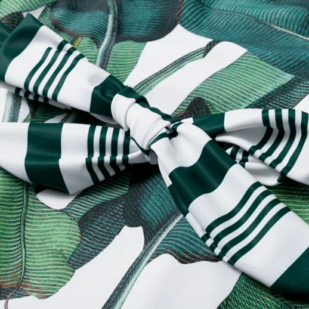 One Shoulder Banana Leave Belted Onepiece Swimsuit - Picture 6 of 6